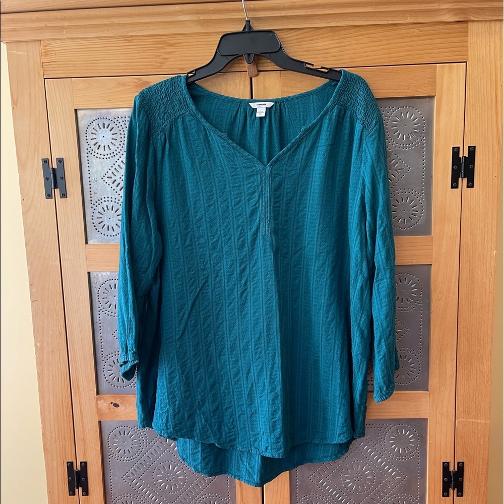 Sonoma 3/4 Sleeve top in teal green